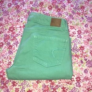 American Eagle teal, skinny jeans